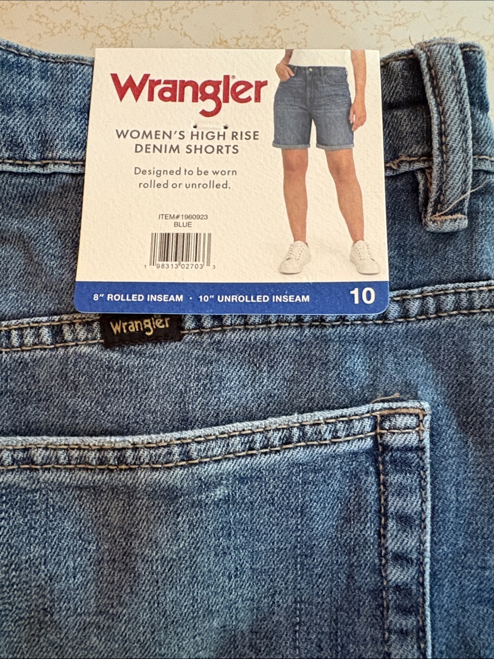 NEW - Wrangler Women's High Rise Denim Shorts - Light Blue